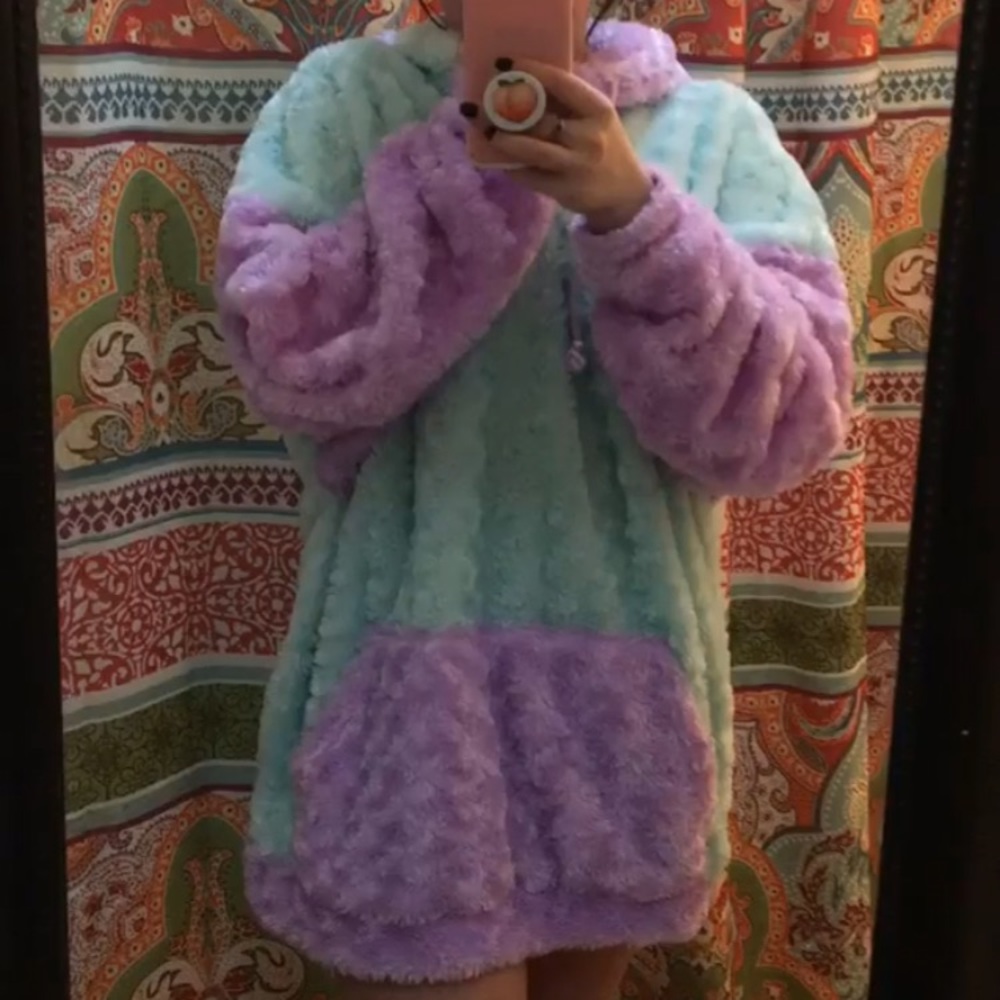 (SOLD) oversized Plush Hoodie with Ears #Dollzkill